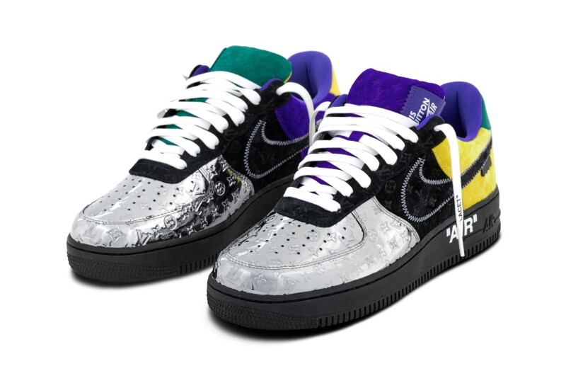 Louis Vuitton X Nike Air Force 1 Low-Top Sneakers Chrome Toe Monogram Suede  and Monogram Mirror Coated Canvas Multi color 1674181